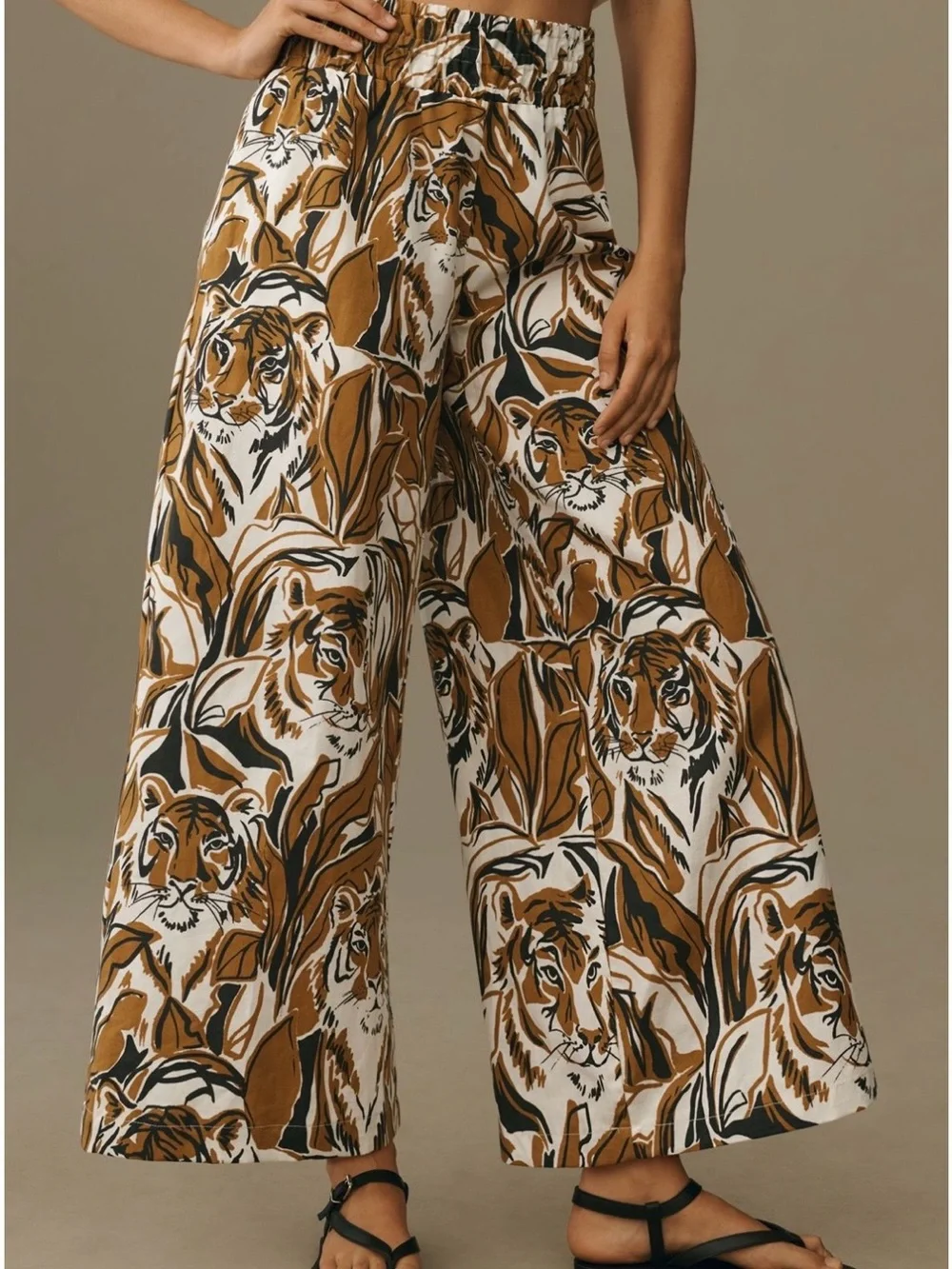 Anthropologie The Somerset Pull On Pant -
Linen - Tiger 🐯 print - Picture 2 of 6